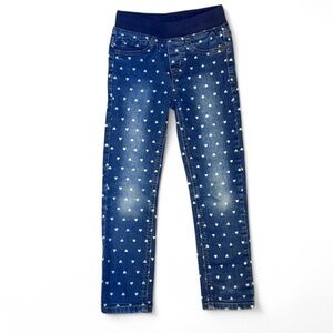 Cat & Jack 5T Girls Jeggings Stretch Waist Heart Print Straight Leg Jeans